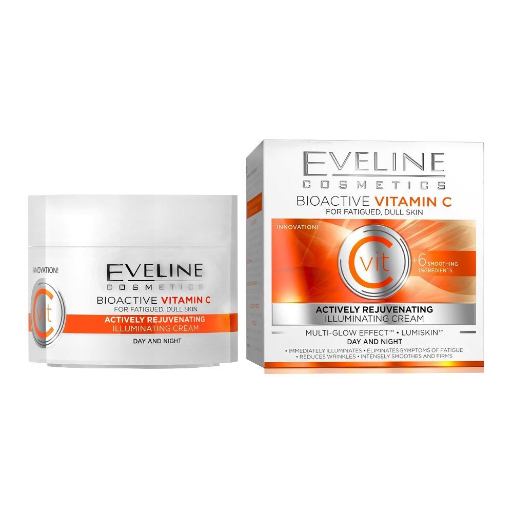 Eveline Bio Active Vitamin C Actively Rejuvenating Illuminating Day & Night Cream, For Fatigued & Dull Skin, 50ml -  Front View