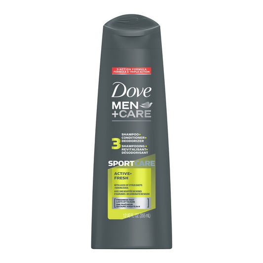 Dove Men+Care 3-In-1 Sport Care Active Fresh Shampoo + Conditioner + Deodorizer, 355ml - Front View