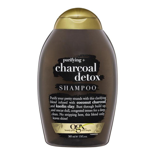 OGX Purifying + Charcoal Detox Shampoo, Sulfate Free, 385ml - Front View