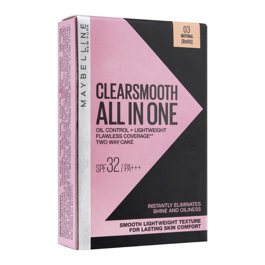 Maybelline New York Clear Smooth All In One Two Way Cake Refill, 03 Natural - Front View