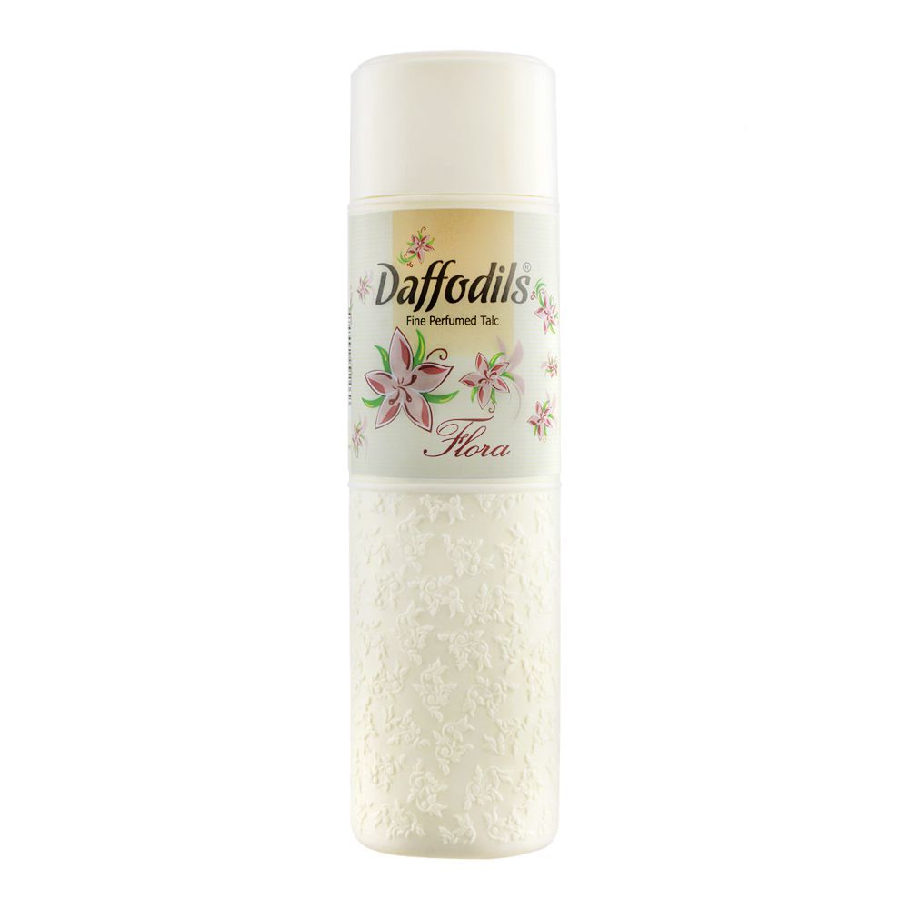 Daffodils Flora Fine Perfumed Talcum Powder, 250g - Front View