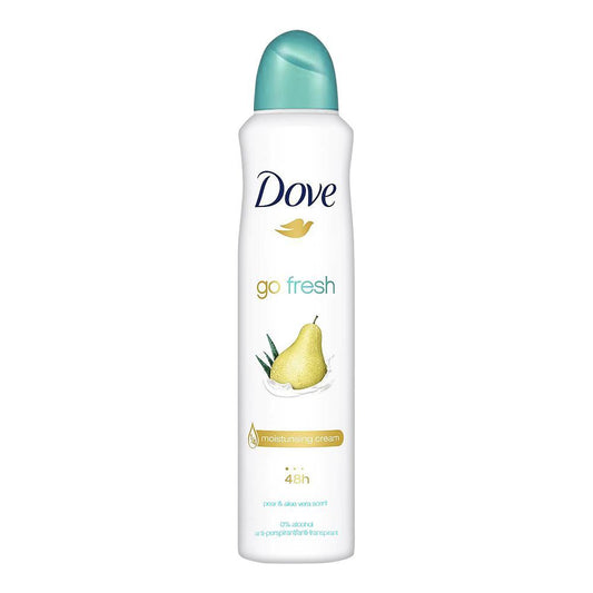 Dove 48H Go Fresh Pear & Aloe Vera Scent Deodorant Spray, For Women, 0% Alcohol, 250ml - Front View