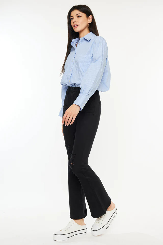 Crystal High Rise Bootcut Jeans (Petite) Black