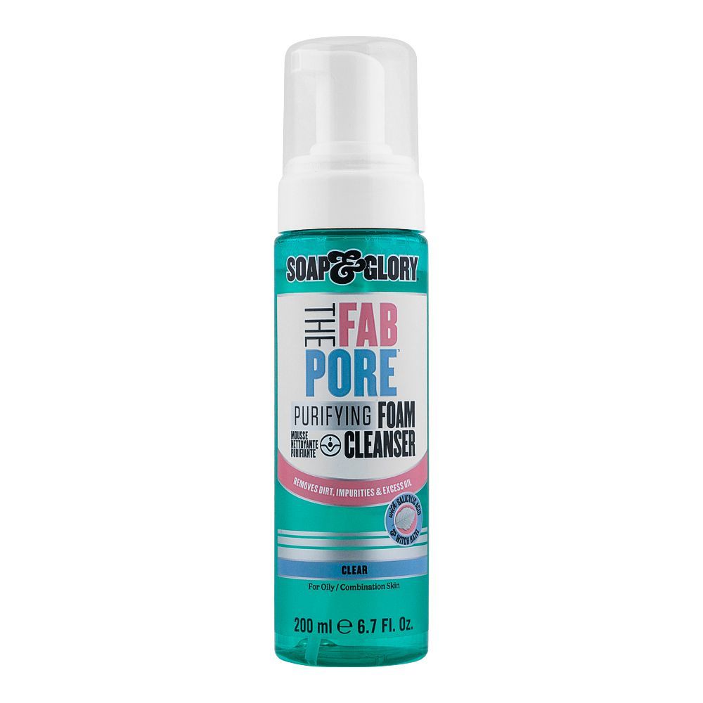 Soap & Glory The Fab Pore Clear Purifying Foam Cleanser, For Oily/Combination Skin, 200ml - Front View