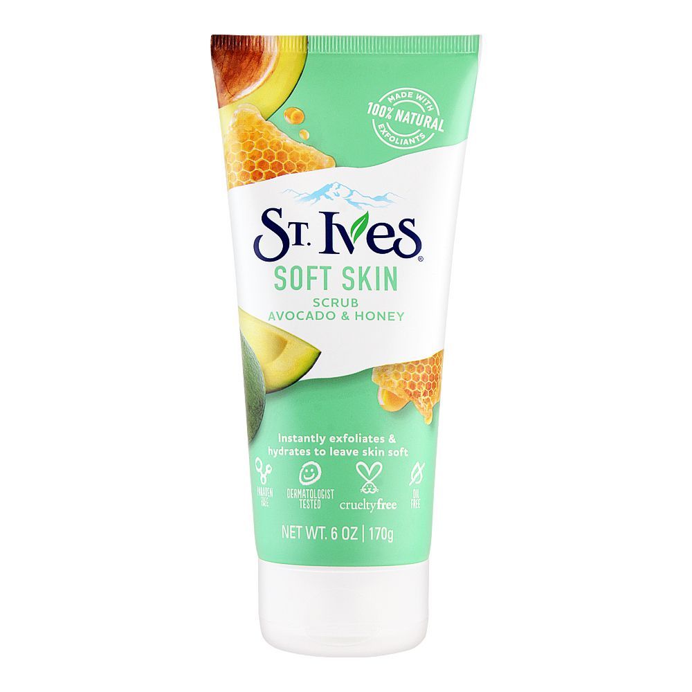 St. Ives Soft Skin Avocado & Honey Scrub, Tube, 170g - Front View