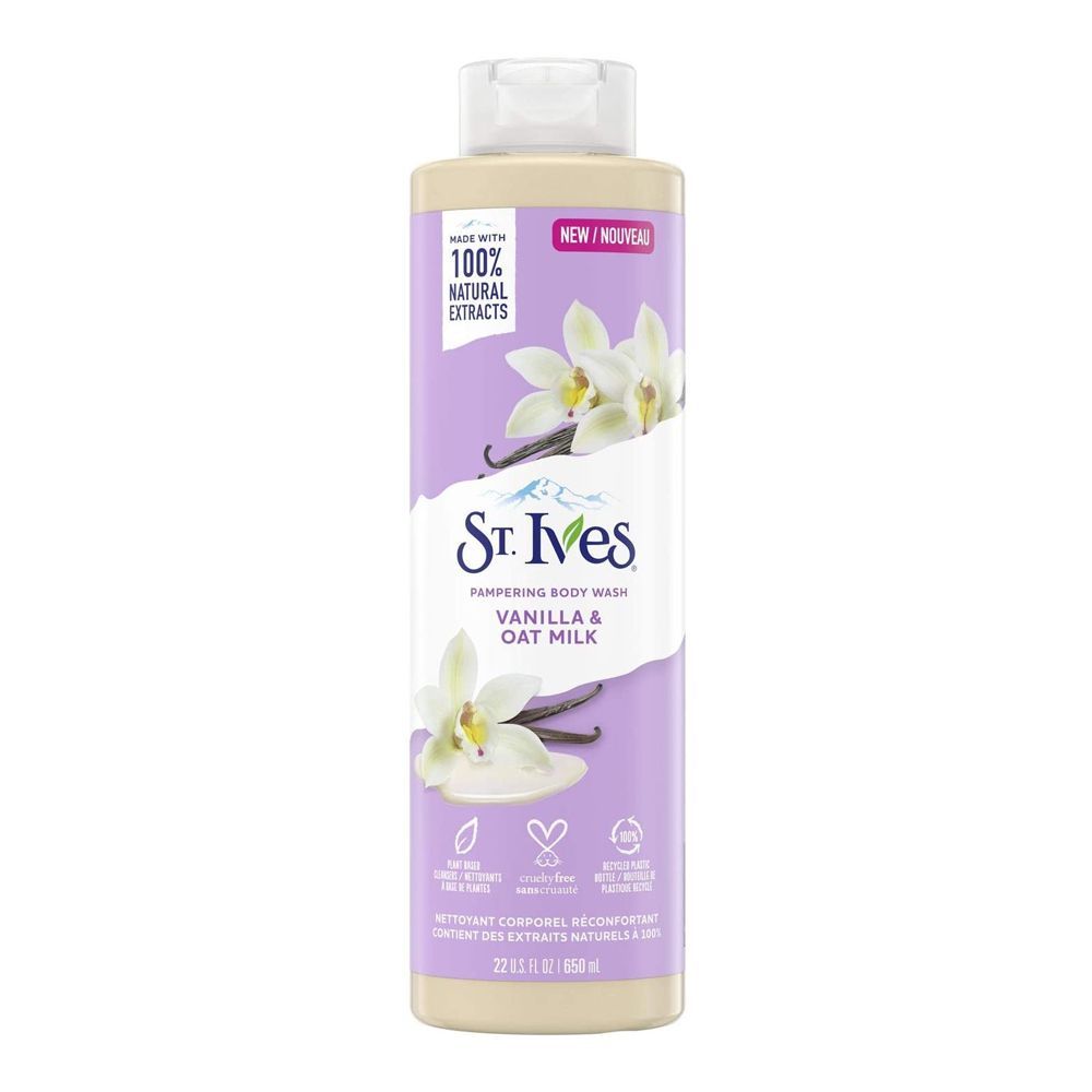 St. Ives Vanilla & Oat Milk Pampering Body Wash, 650ml - Front View