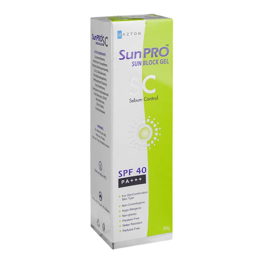 Sun Pro Sebum Control Sun Block Gel, SPF-40, PA+++, 30g - Front View