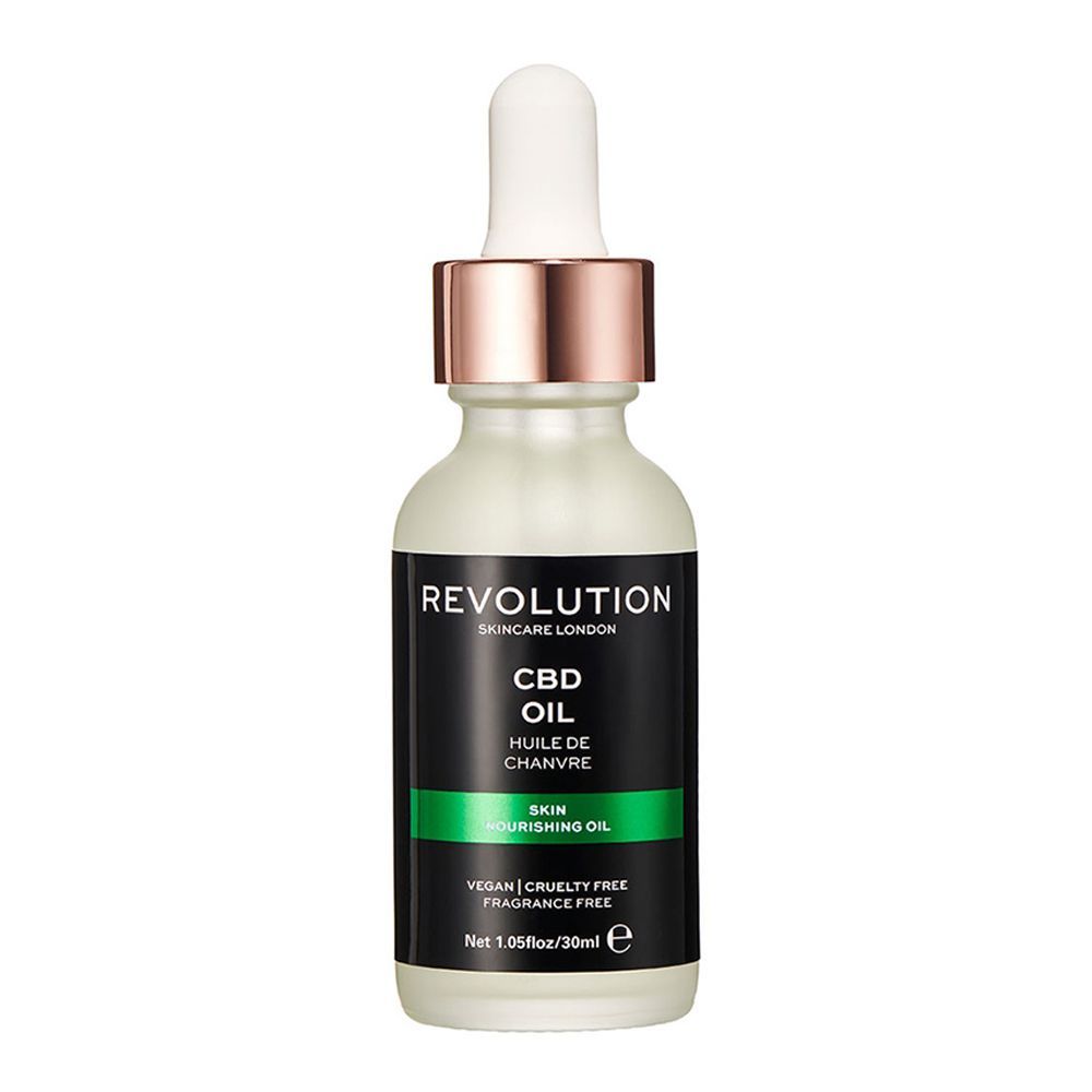 Makeup Revolution CBD Dry Skin Nourishing Oil, Fragrance Free, 30ml - Front View