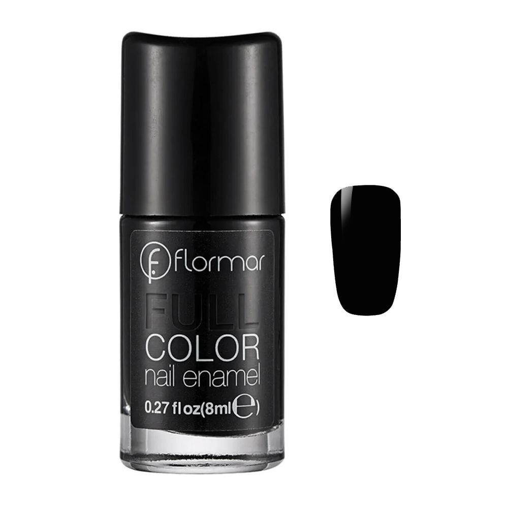Flormar Full Color Nail Enamel, FC32, Victory Of Black, 8ml - Front View