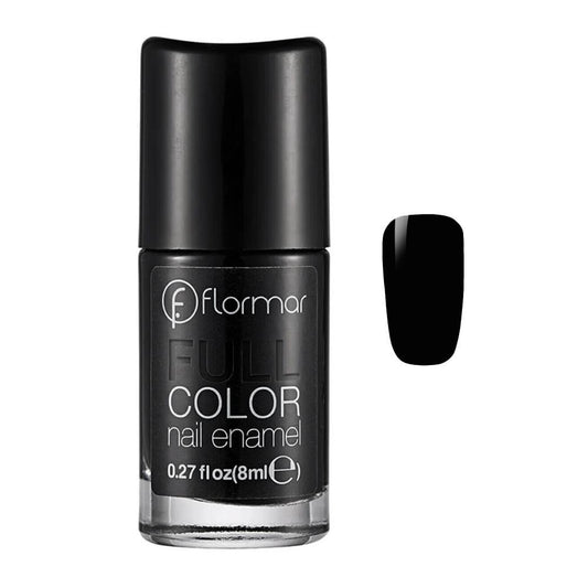 Flormar Full Color Nail Enamel, FC32, Victory Of Black, 8ml - Front View