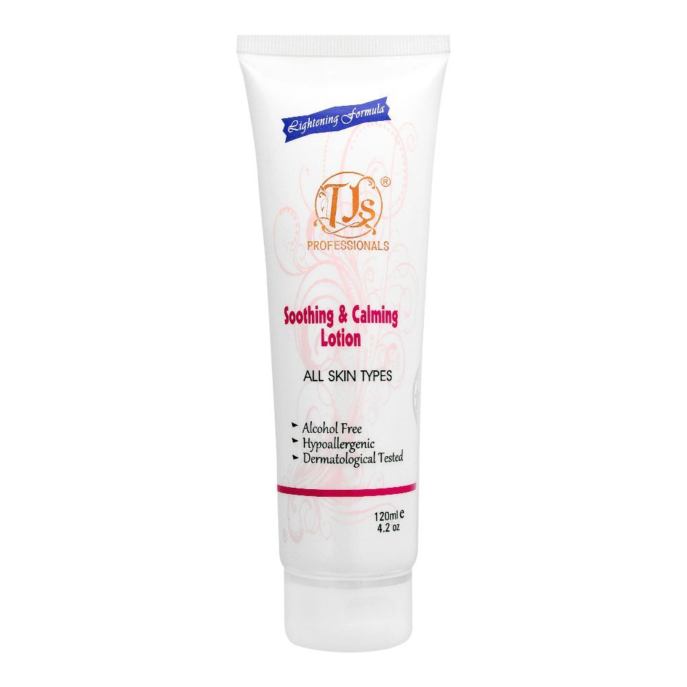 TJs Professionals Soothing & Calming Lotion, Alcohol Free, All Skin Types, 120ml -  Front View