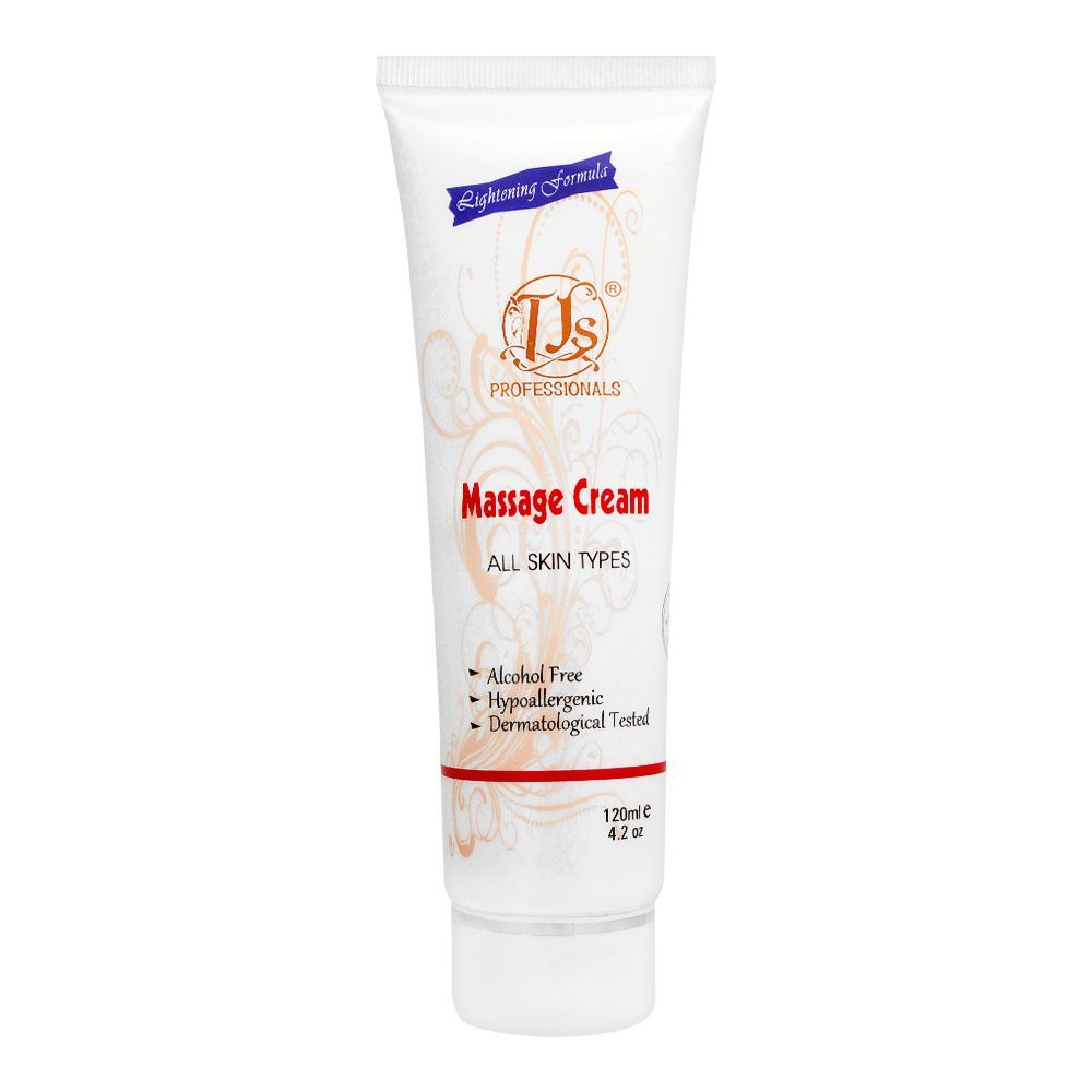 TJs Professionals Massage Cream, Alcohol Free, All Skin Types, 120ml -  Front View