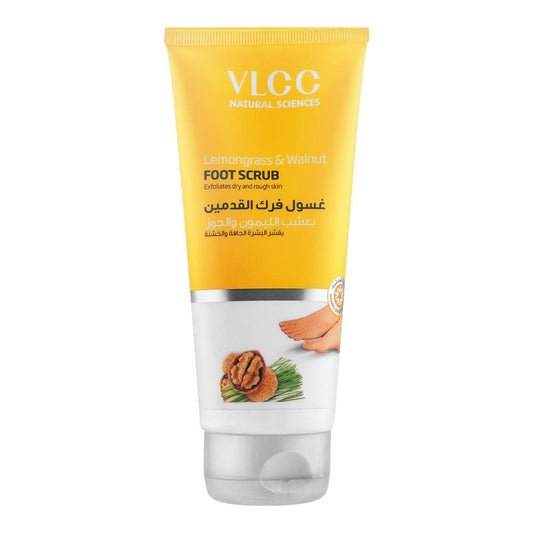 VLCC Natural Sciences Lemongrass & Walnut Foot Scrub, Exfoliates Dry & Rough Skin, 100ml - Front View
