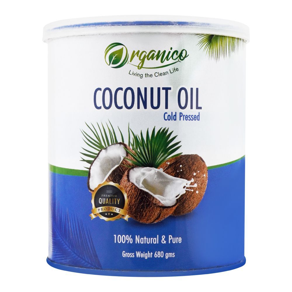 Organico Cold Pressed Coconut Oil, Can, 500ml - Front View