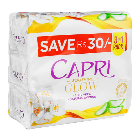Capri Glow Jasmine White Soap, 3x150g - Front View
