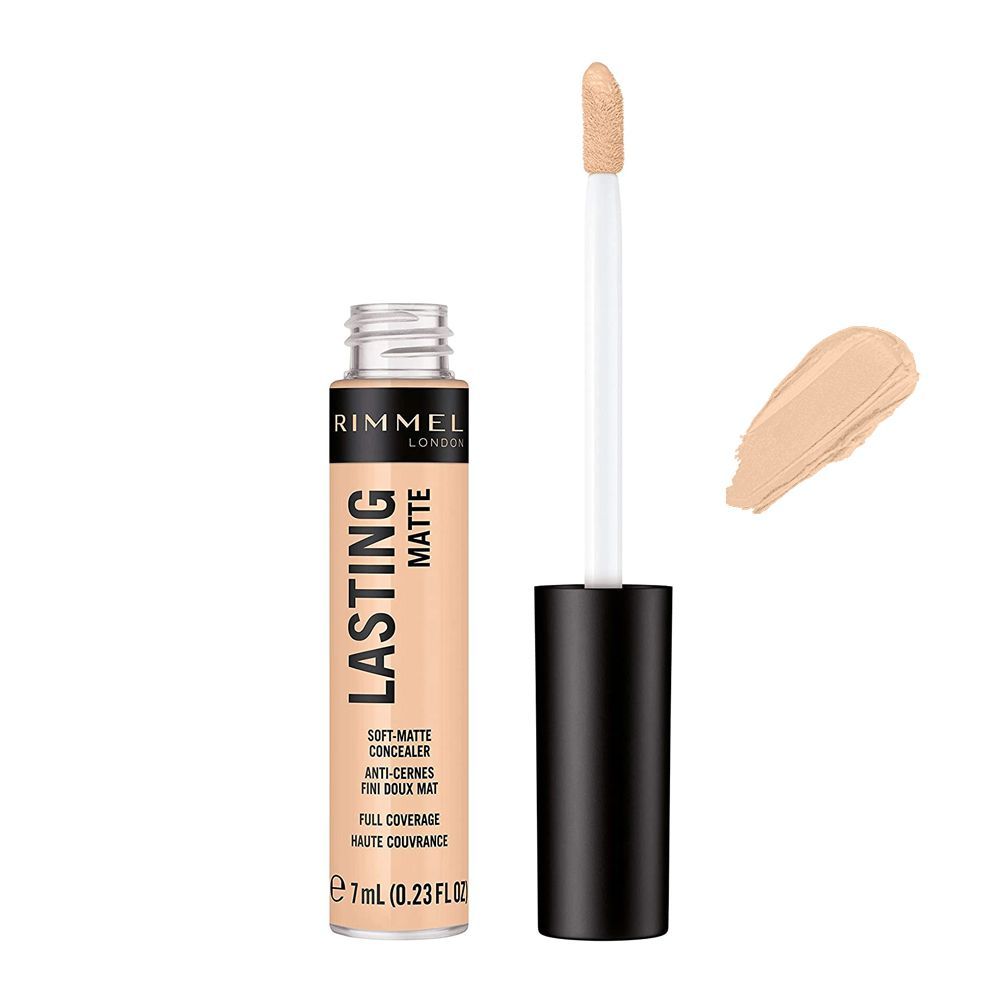 Rimmel Long Lasting Matte Full Coverage Concealer, 005 Porcelain 7ml - Front View