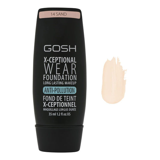 Gosh X-Ceptional Wear Foundation, 14 Sand, 35ml - Front View