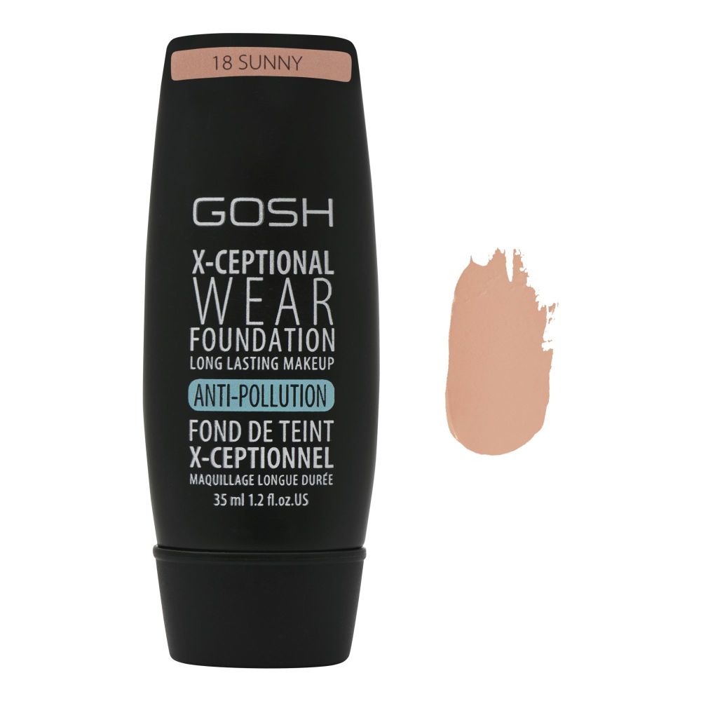 Gosh X-Ceptional Wear Foundation, 18 Sunny, 35ml - Front View