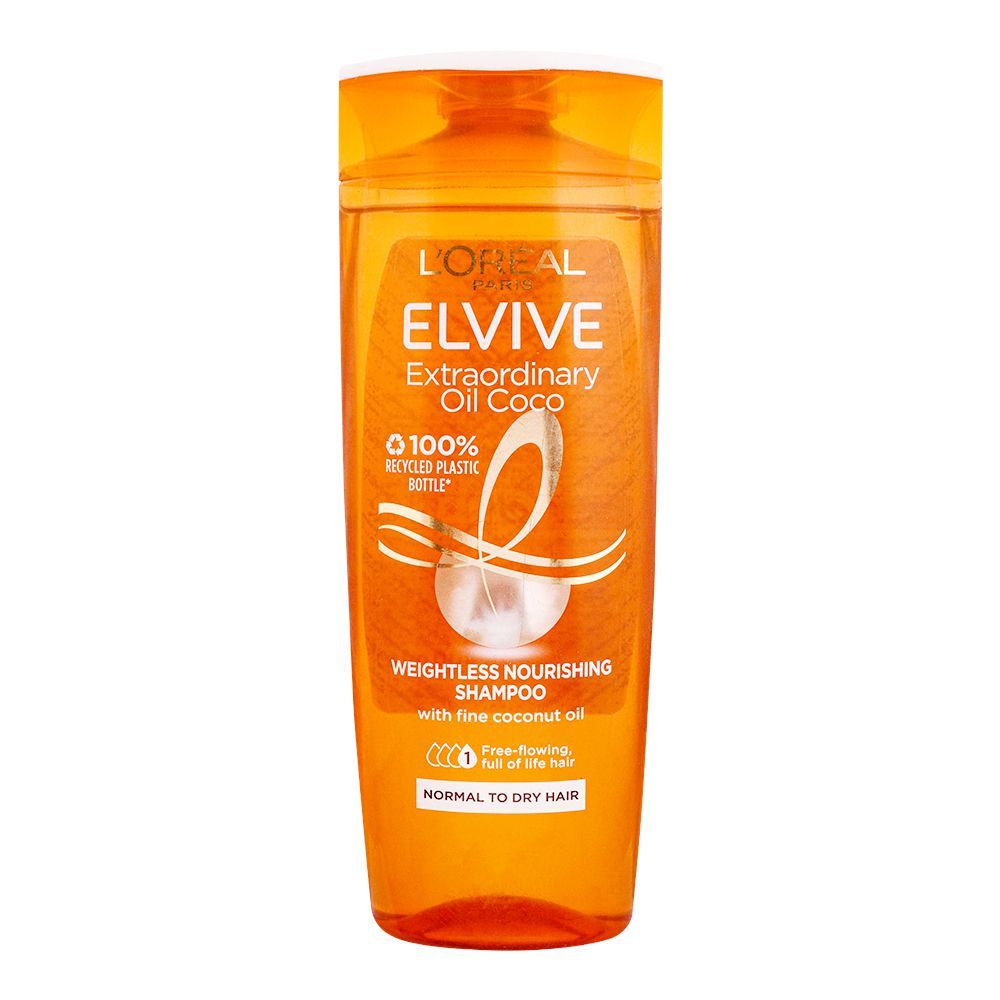 L'Oreal Paris Elvive Extraordinary Oil Coco Weightless Nourishing Shampoo, For Normal To Dry Hair, 400ml - Front View