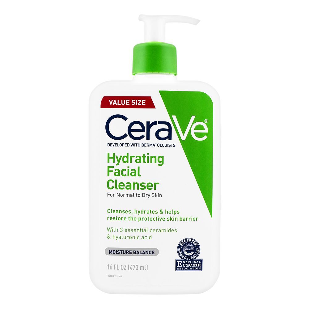 CeraVe Hydrating Facial Cleanser, Normal To Dry Skin, 473ml - Front View