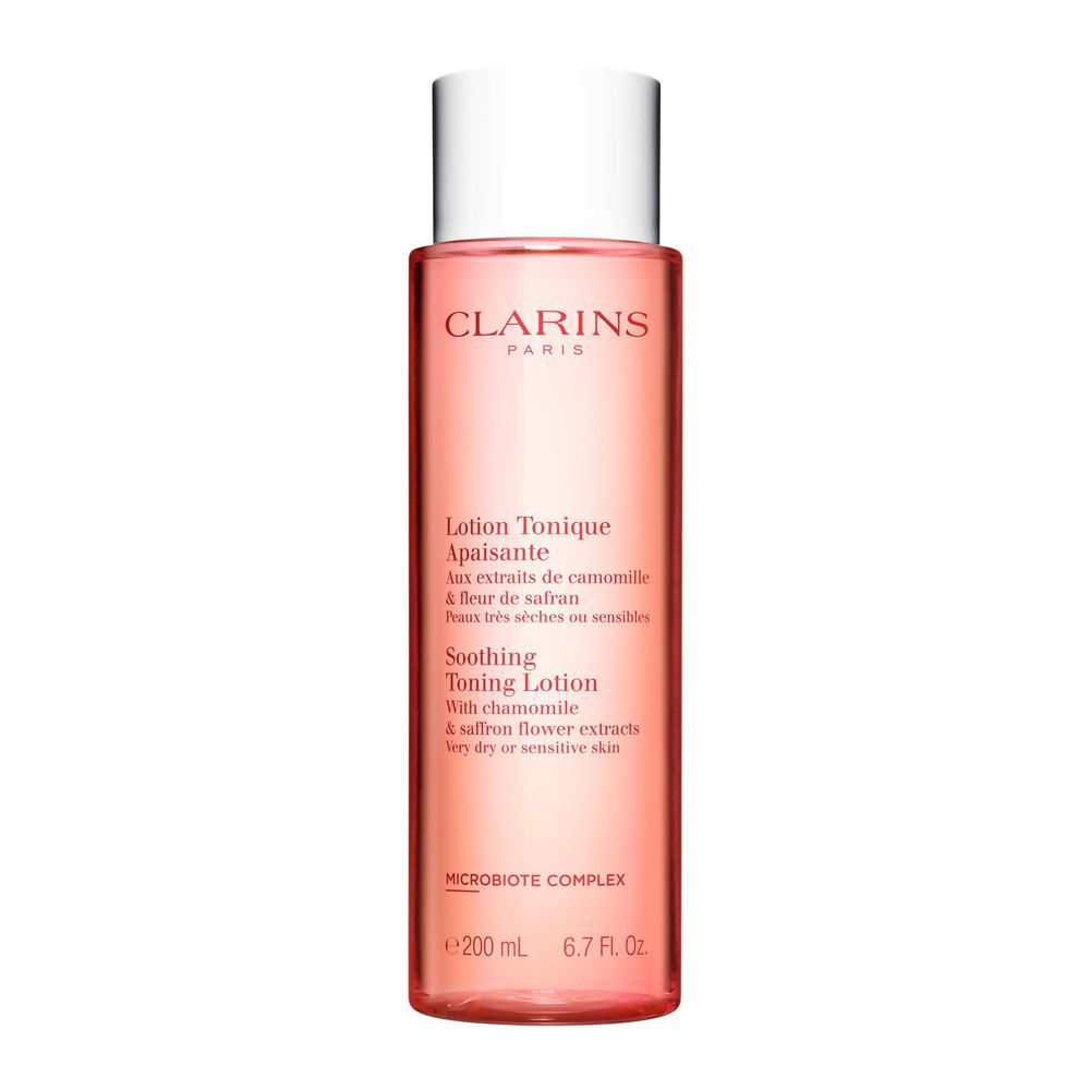 Clarins Paris Soothing Toning Lotion, With Camomile & Saffron Flower Extracts, Very Dry To Sensitive Skin, 200ml -  Front View