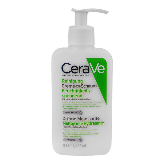 CeraVe Hydrating Cream To Foam Cleanser, For Normal To Dry Skin, 236ml - Front View
