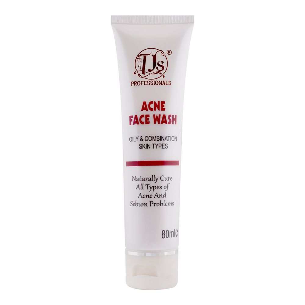 TJs Professinals Acne Face Wash, For Oily & Combination Skin, 80ml - Front View