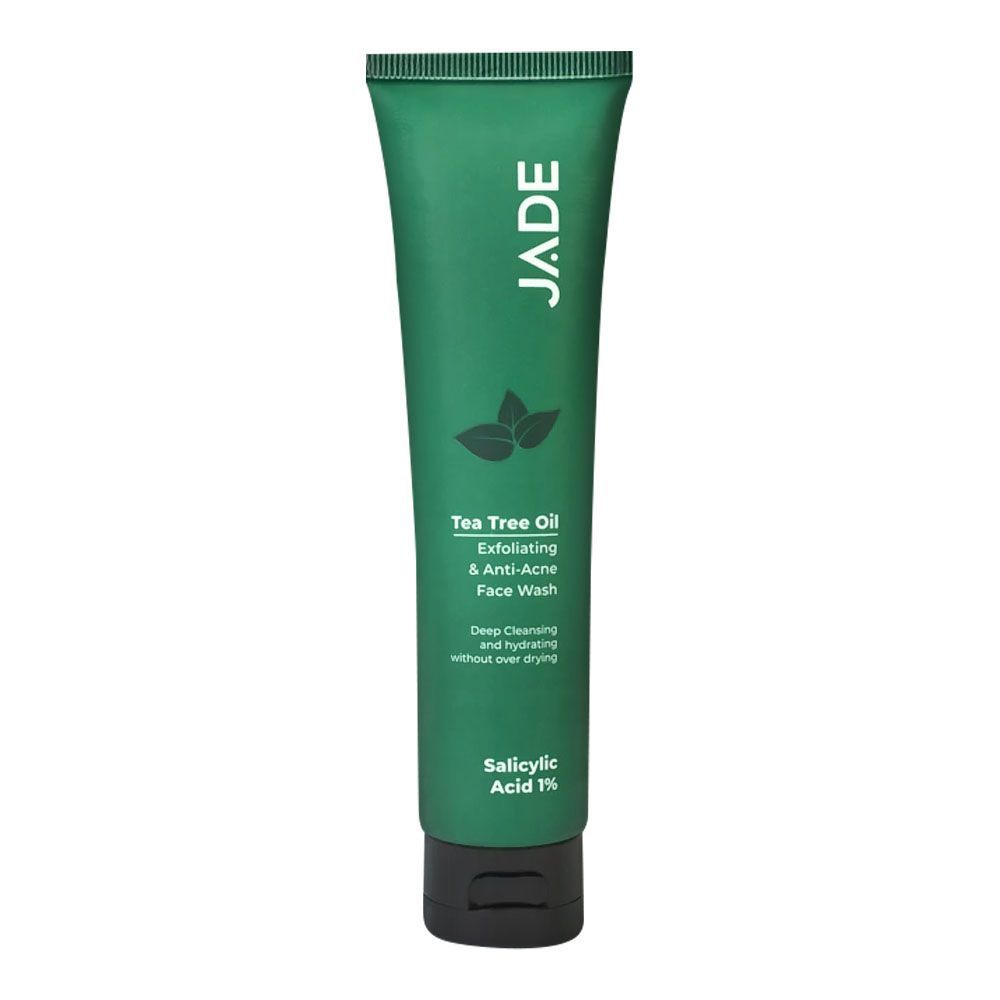 Jade Tea Tree Oil Exfoliating & Anti-Acne Face Wash, 100ml - Front View