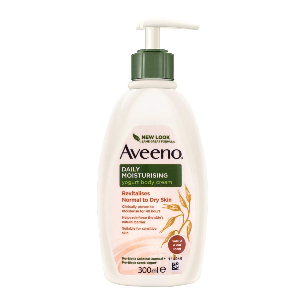 Aveeno Daily Moisturising Yogurt Body Cream, Normal To Dry Skin, 300ml -  Front View