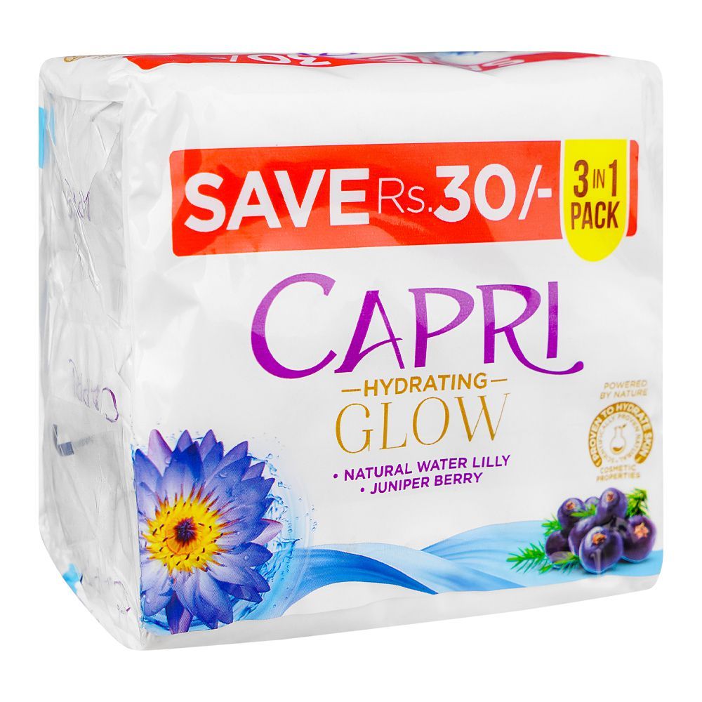 Capri Glow Water Lilly Blue Soap, 3x150g - Front View