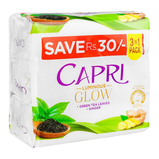 Capri Glow Green Tea Leaves Green Soap, 3x150g - Front View