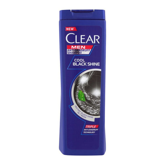 Clear Men Triple Anti-Dandruff Cool Black Shine Shampoo, 380ml - Front View