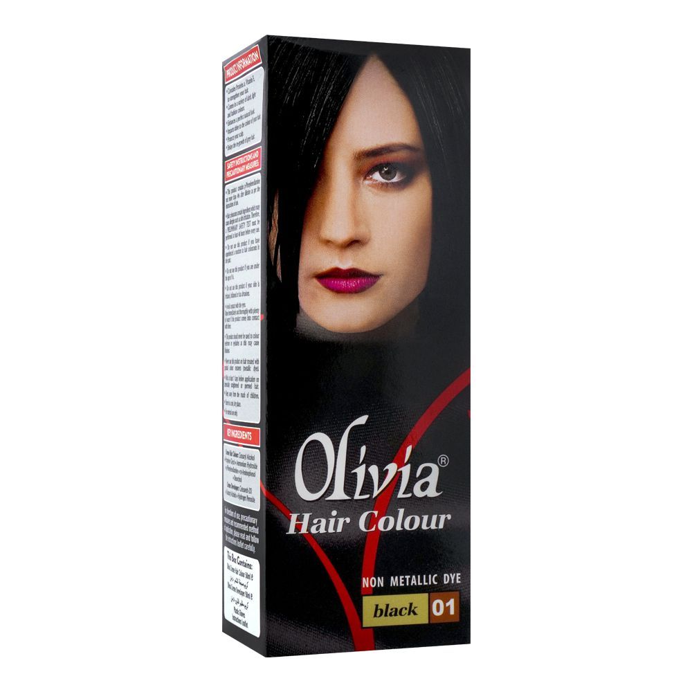 Olivia Hair Colour, 01 Black -  Front View