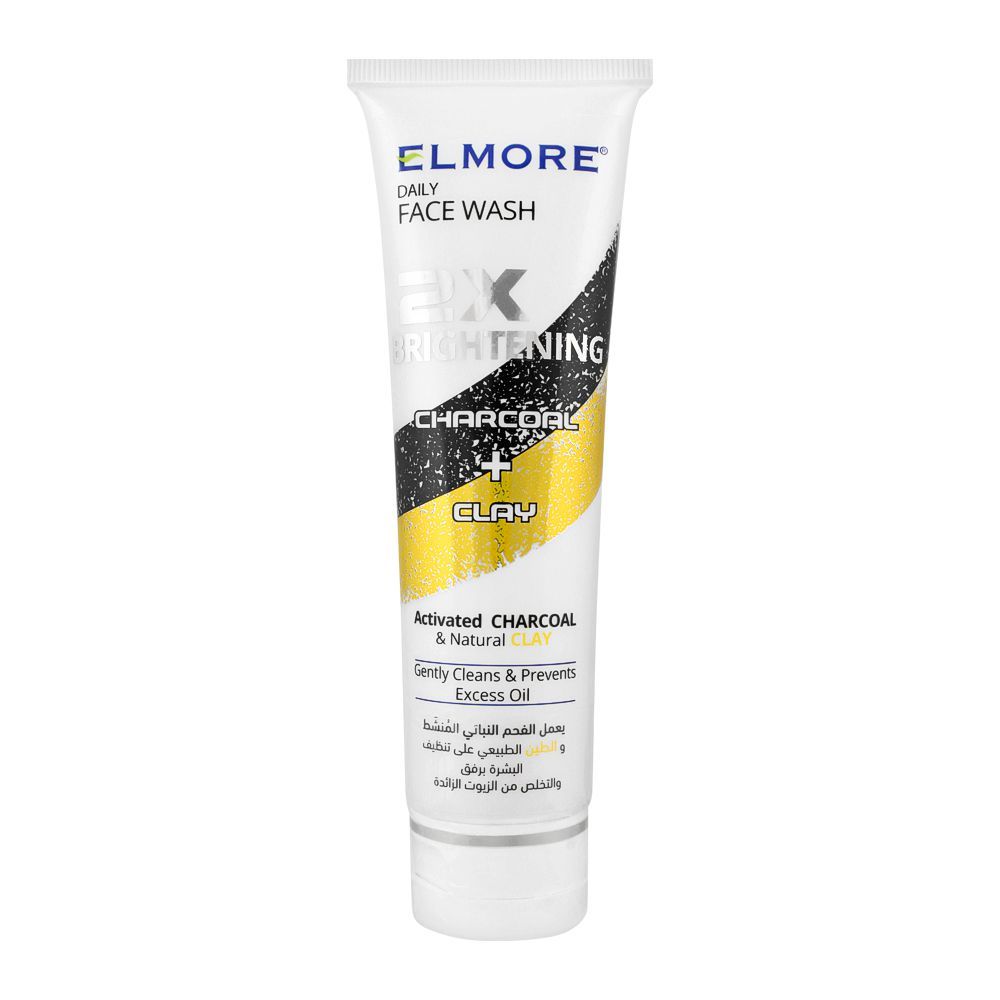 Elmore 2X Brightening Charcoal + Clay Daily Face Wash, 100ml - Front View