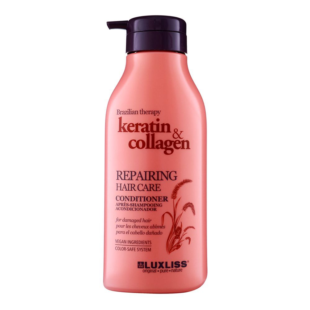 Beaver Luxliss Brazilian Therapy Keratin & Collagen Repairing Hair Care Conditioner, Paraben & Sulfate Free, 500ml - Front View