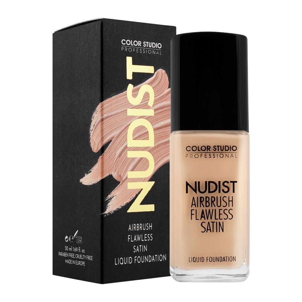 Color Studio Nudist Airbrush Flawless Satin Liquid Foundation, W20 - Front View
