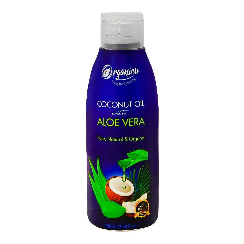 Organico Coconut Oil With Aloe Vera, 100ml - Front View