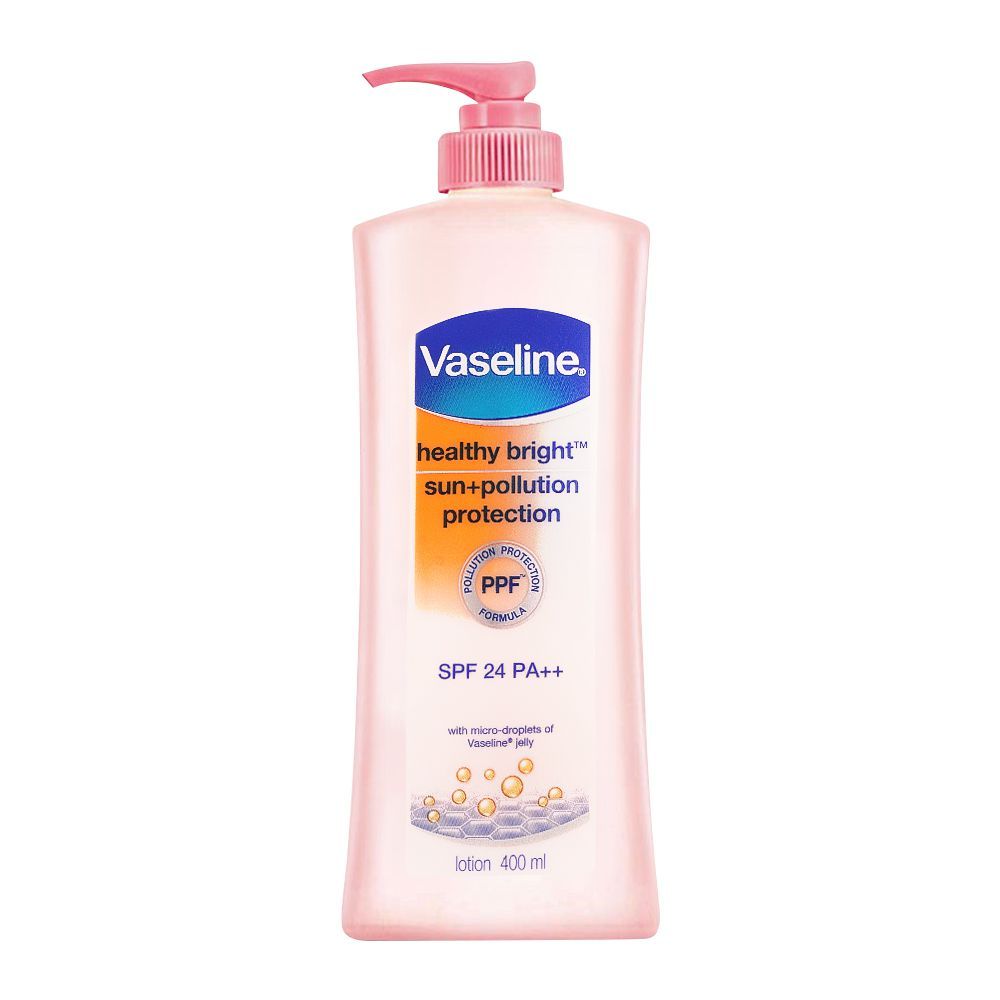 Vaseline Healthy Bright Sun & Pollution Protection SPF24 PA++ Body Lotion Pump, 400ml -  Front View