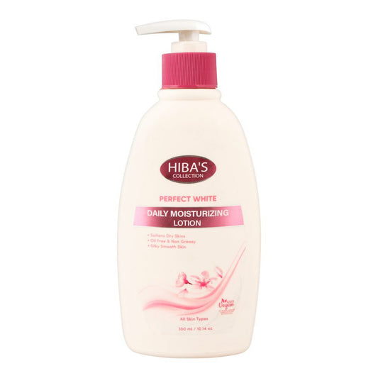 Hiba's Collection Perfect White Daily Moisturizing Lotion, All Skin Types, 300ml -  Front View