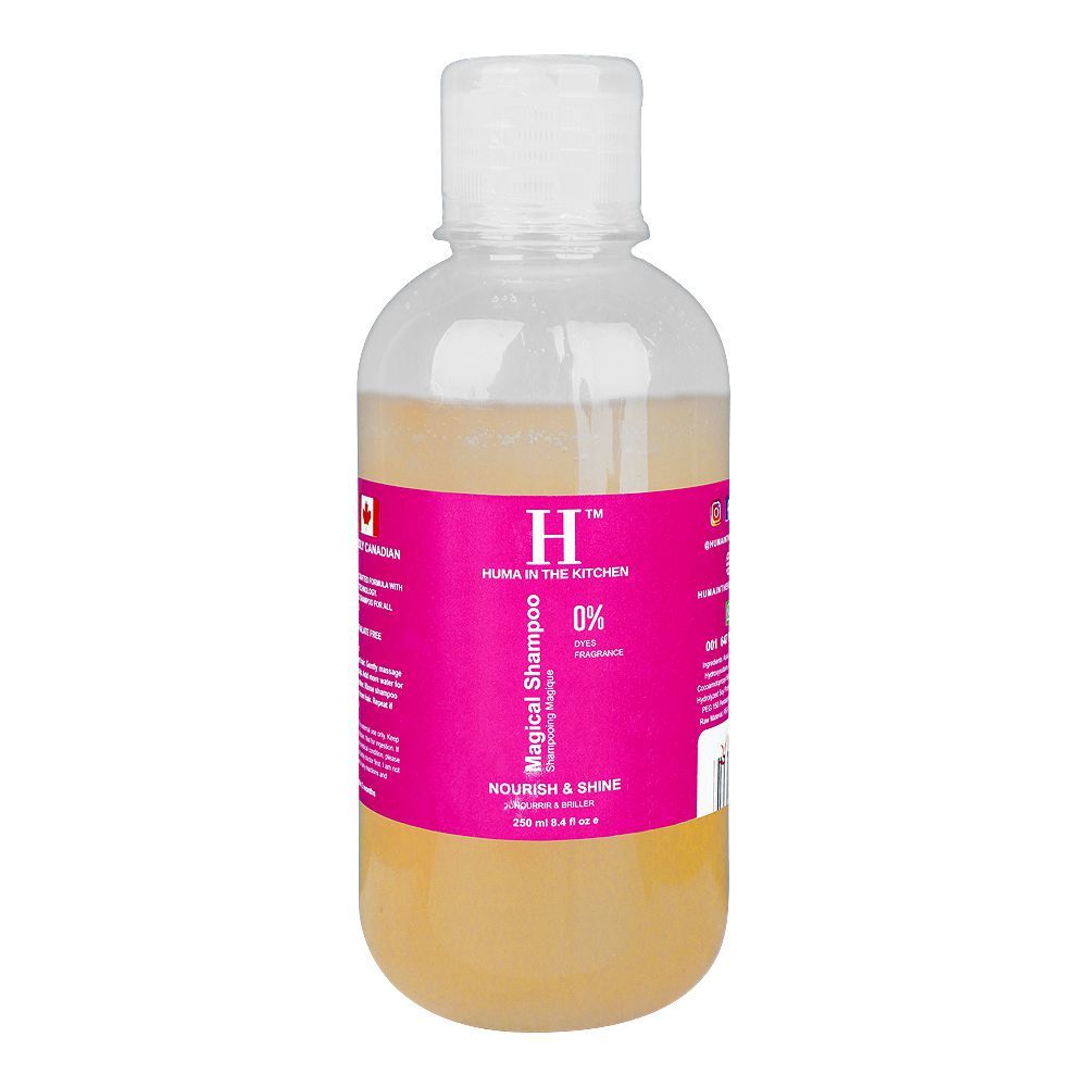 Huma Magical Shampoo For Nourish & Shine, Free of Sulfates, Phthalates, Dyes, Color, and Fragrance, 250ml - Front View