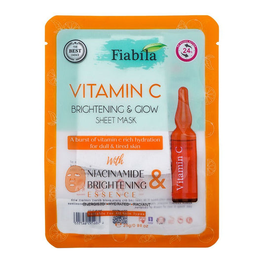 Fiabila Vitamin C Brightening & Glow Sheet Face Mask, 25g - Front View