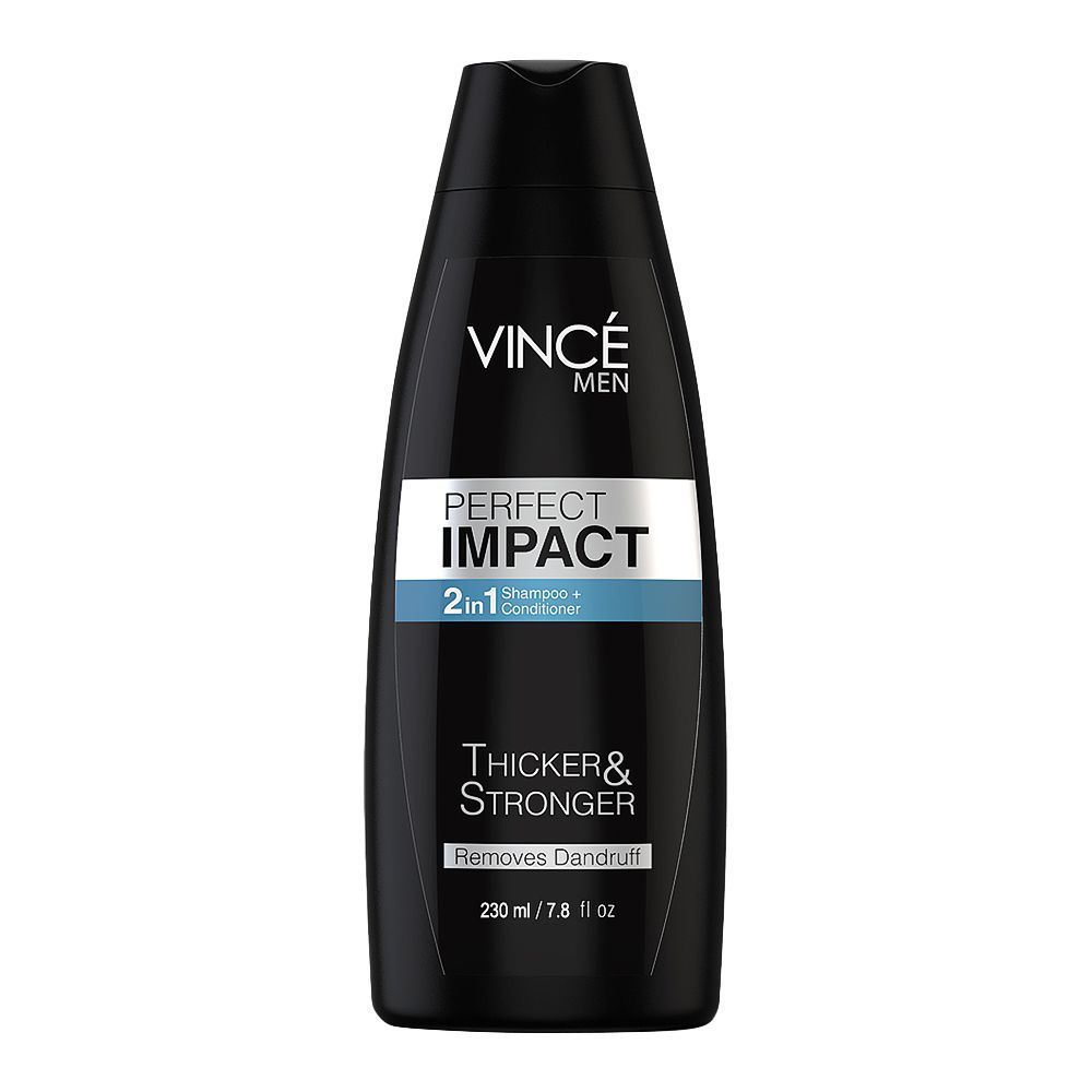 Vince Men Perfect Impact Thicker & Stronger 2-In-1 Shampoo + Conditioner, Removes Dandruff, 230ml - Front View