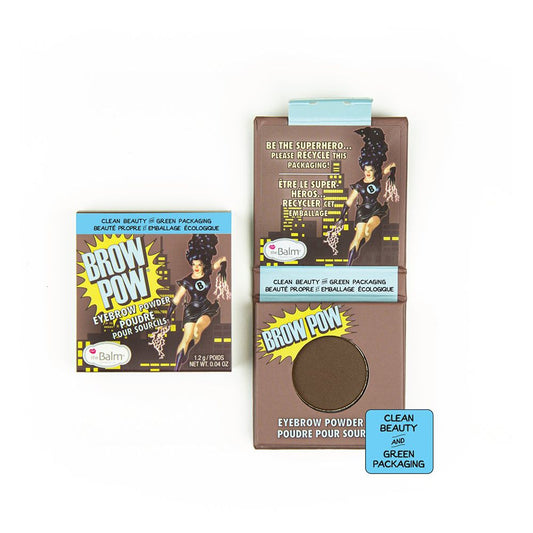 The Balm Cosmetics Brow Pow Eyebrow Powder, Poudre Pour Sourcils, Dark Brown, 1.2g - Front View