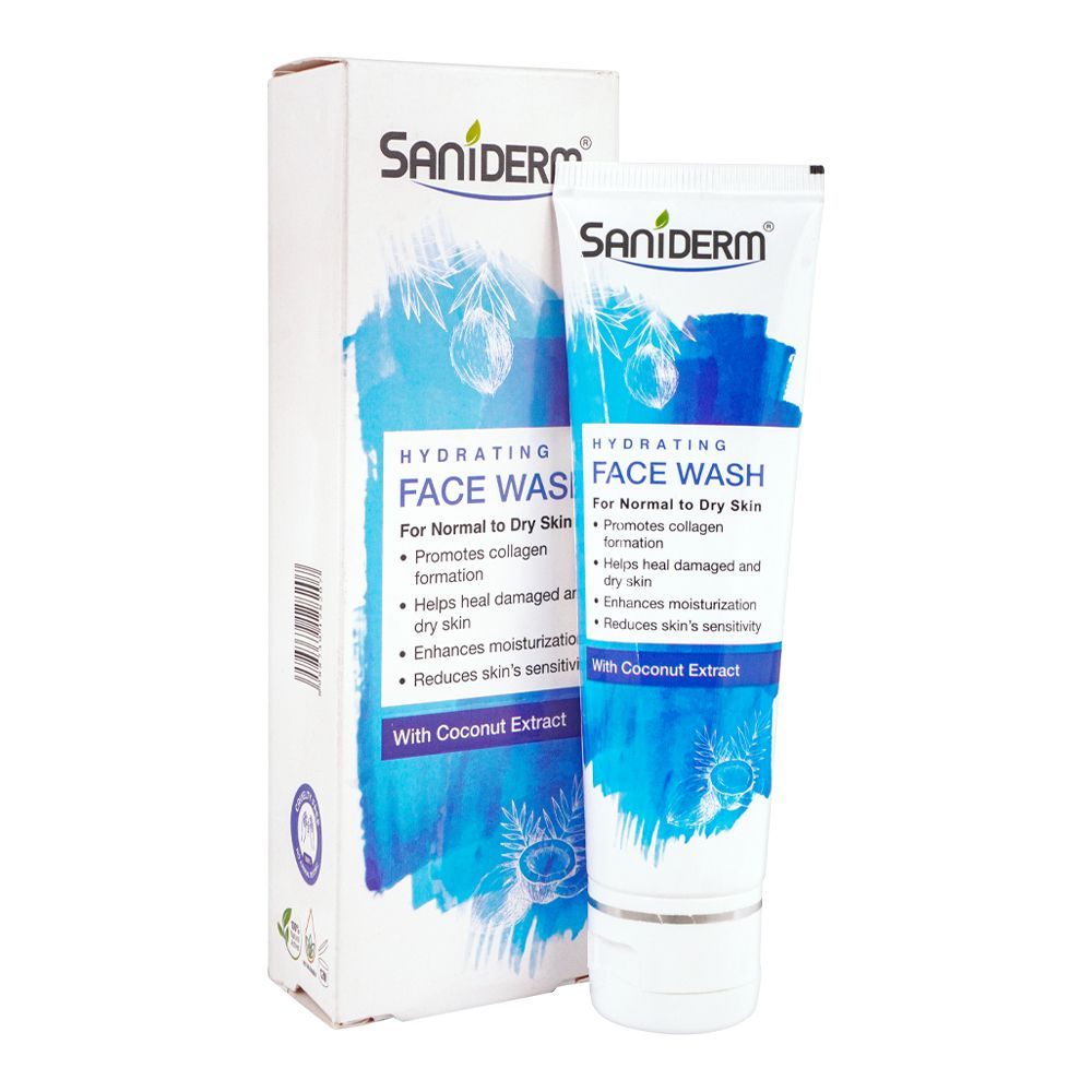 Saniderm Coconut Extract Hydrating Face Wash, For Normal To Dry Skin, 90g - Front View