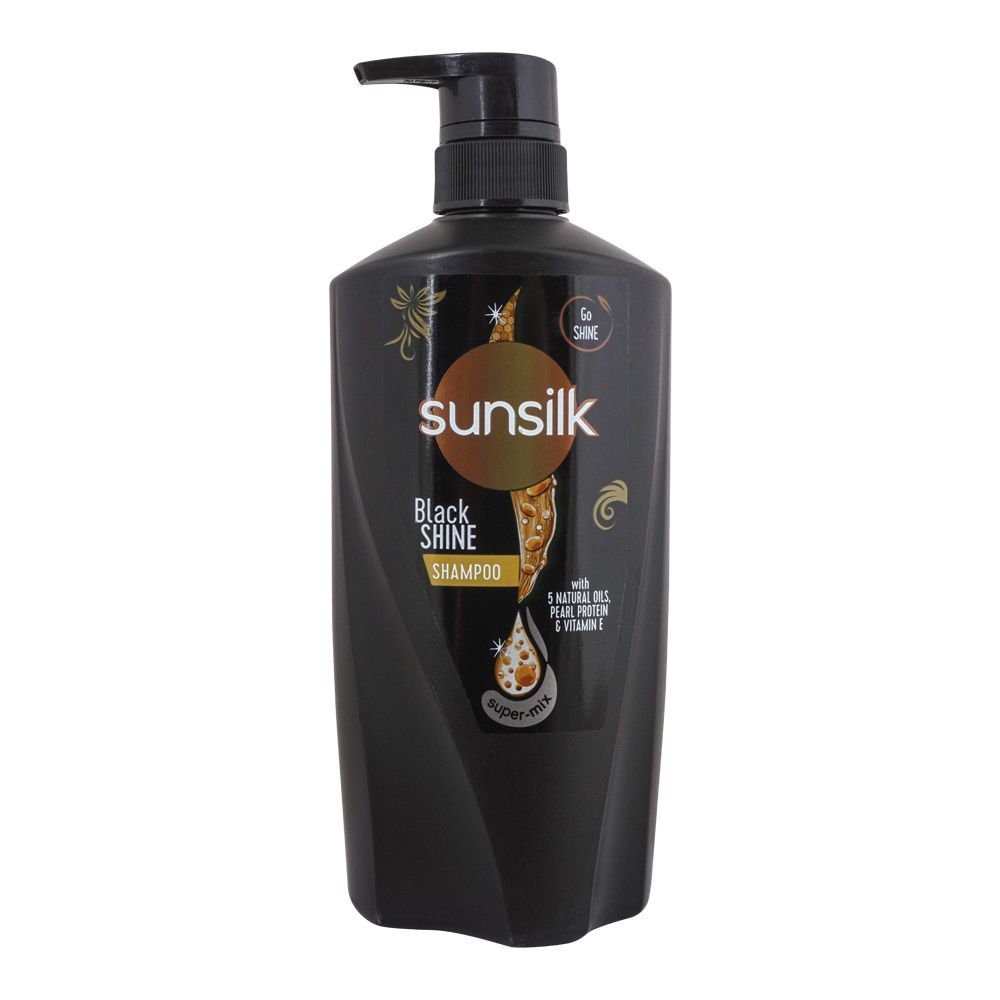 Sunsilk Black Shine 5 Natural Oil, Pearl Protein & Vitamin E Shampoo, 660ml - Front View