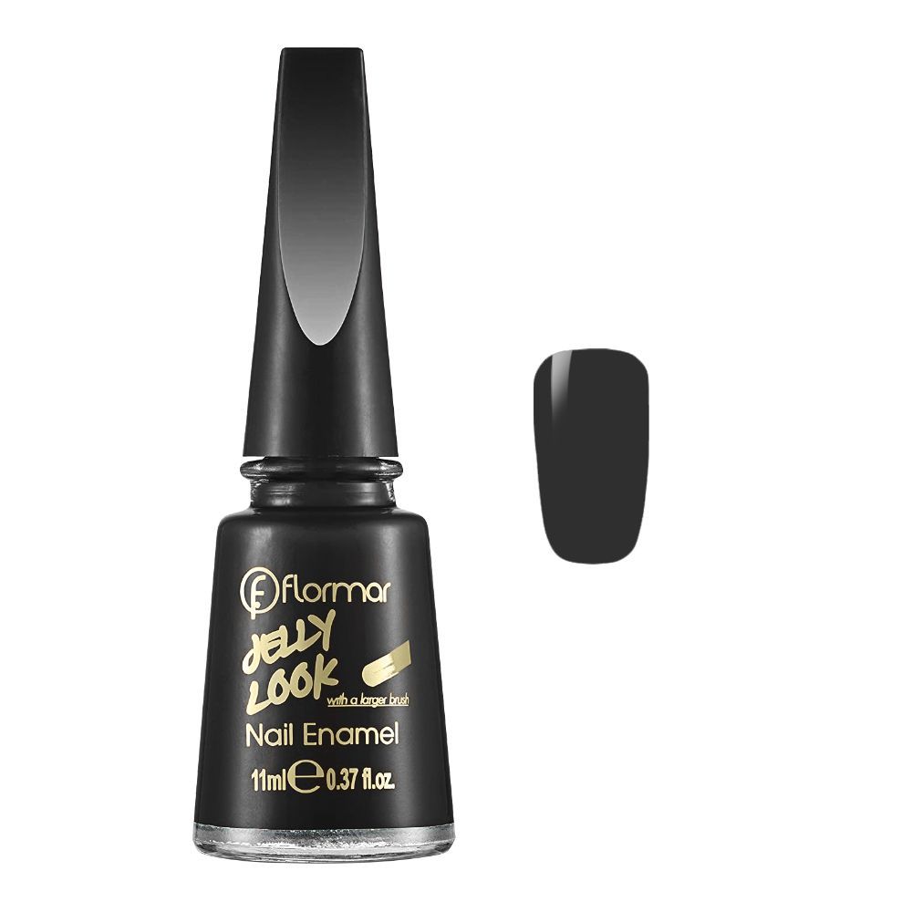 Flormar Jelly Look Nail Enamel, JL28, Patent Black Leather, 11ml - Front View