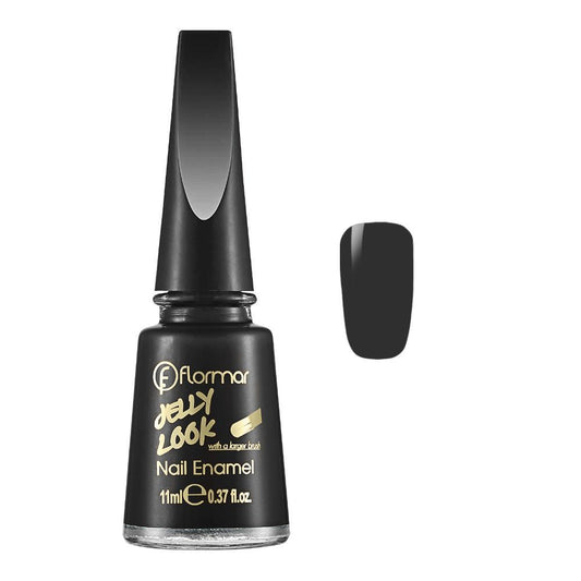 Flormar Jelly Look Nail Enamel, JL28, Patent Black Leather, 11ml - Front View