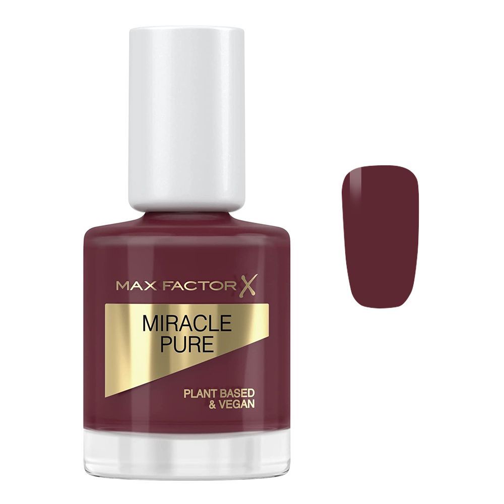 Max Factor Miracle Pure Plant Based & Vegan Nail Polish 12ml, 373, Regal Garnet - Front View