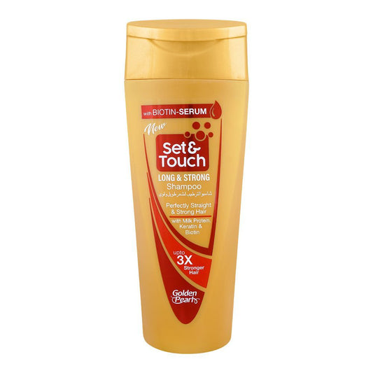 Golden Pearl Set & Touch Long & Strong Shampoo + Conditioner, Perfectly Straight & Strong Hair With Keratin, Biotin & Milk Protein, Upto 3X Stronger Hair, 385ml - Front View
