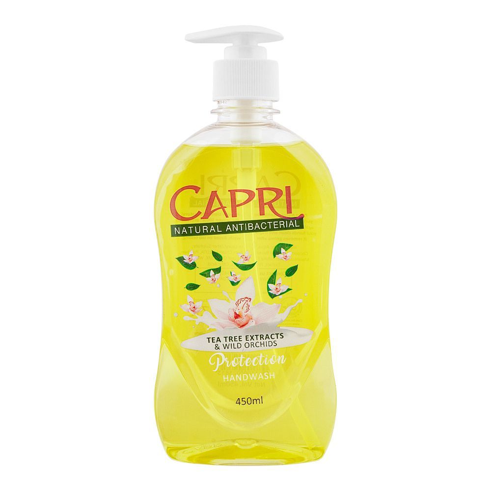 Capri Natural Antibacterial Tea Tree Extracts & Wild Orchids Protection Hand Wash, 450ml - Front View
